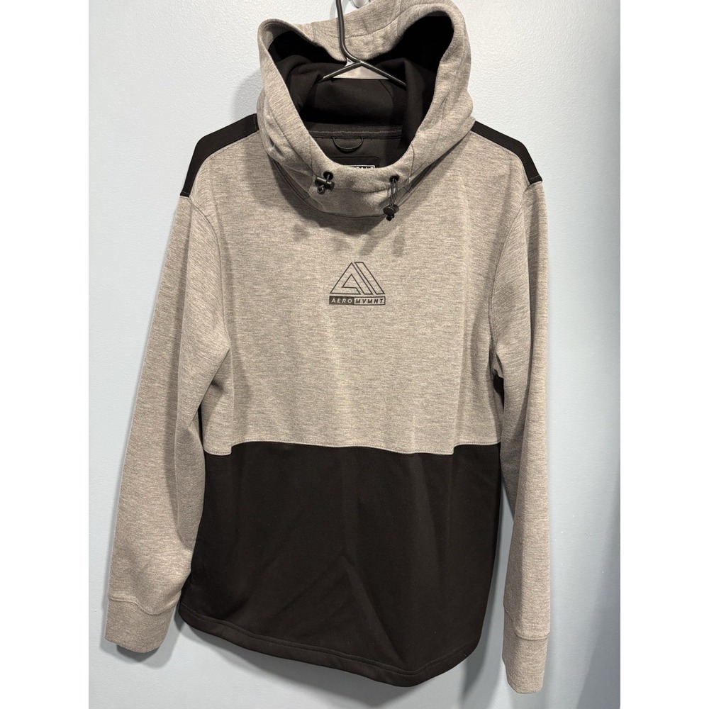 Aeropostale Mens Colorblock Hooded Sweatshirt Black Grey Pullover Hoodie M‎